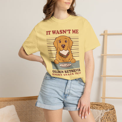 Golden Retriever Shirt, It Wasn't Me Known Snack Thief Funny Dog Comfort Colors Tee