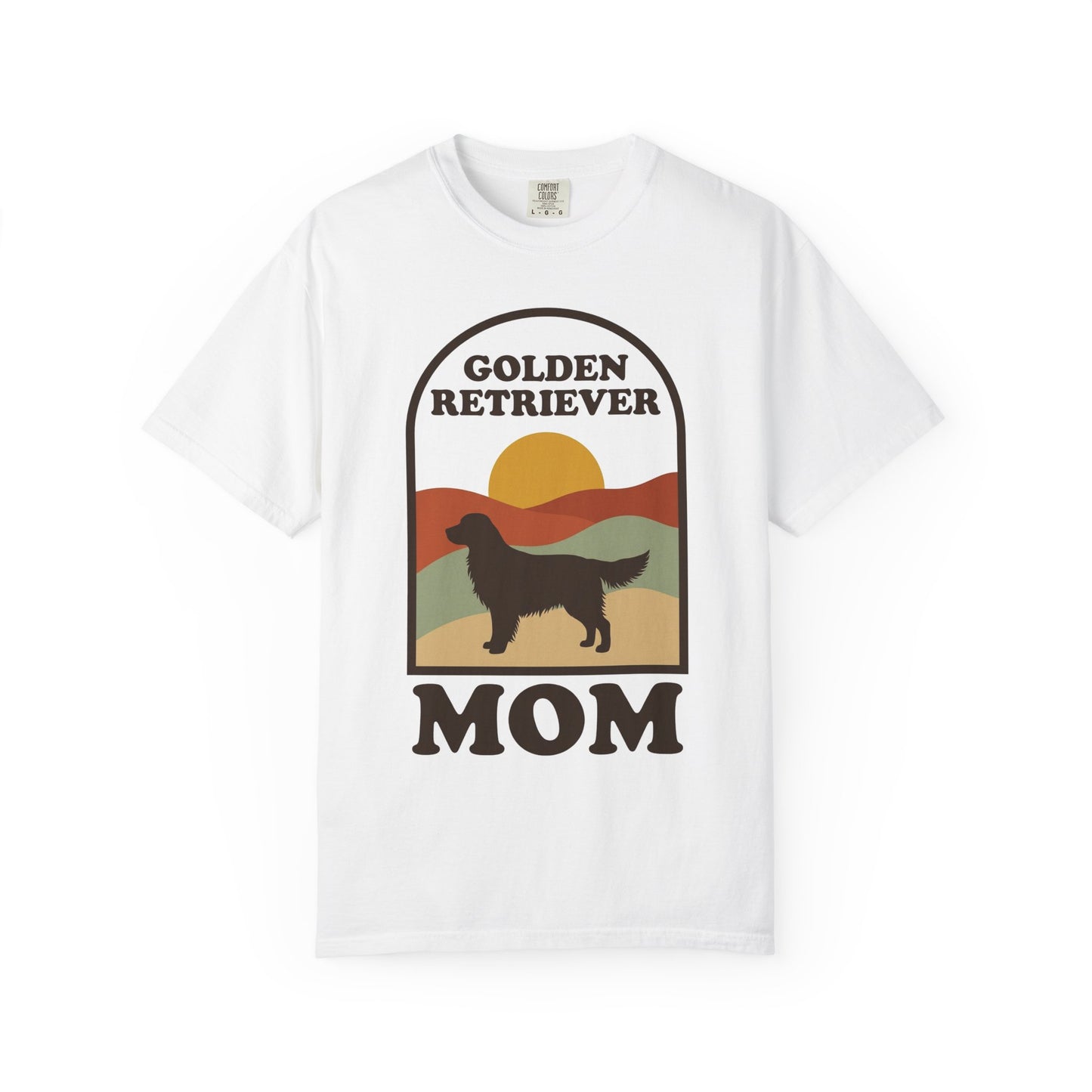 Golden Retriever Mom Shirt — Retro Sunset Comfort Colors® Tee | Golden Mom Gift
