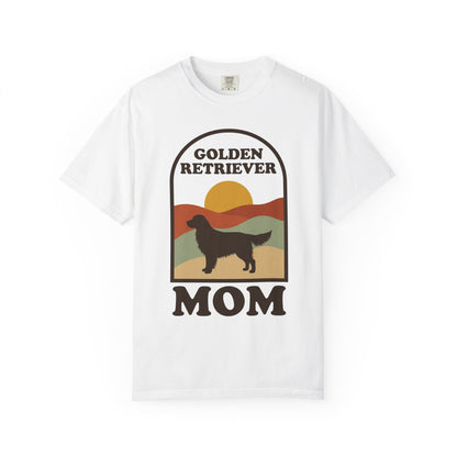 Golden Retriever Mom Shirt — Retro Sunset Comfort Colors® Tee | Golden Mom Gift