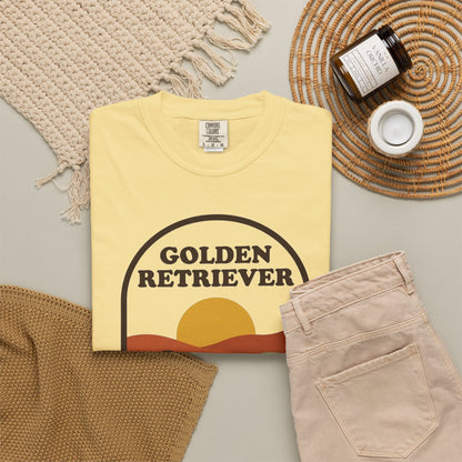 Golden Retriever Mom Shirt — Retro Sunset Comfort Colors® Tee | Golden Mom Gift