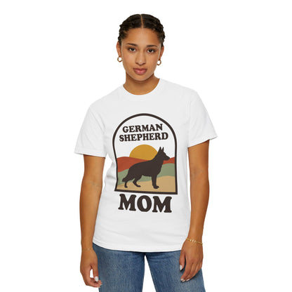 German Shepherd Mom Shirt — Retro Sunset Comfort Colors® Tee | GSD Mom Gift