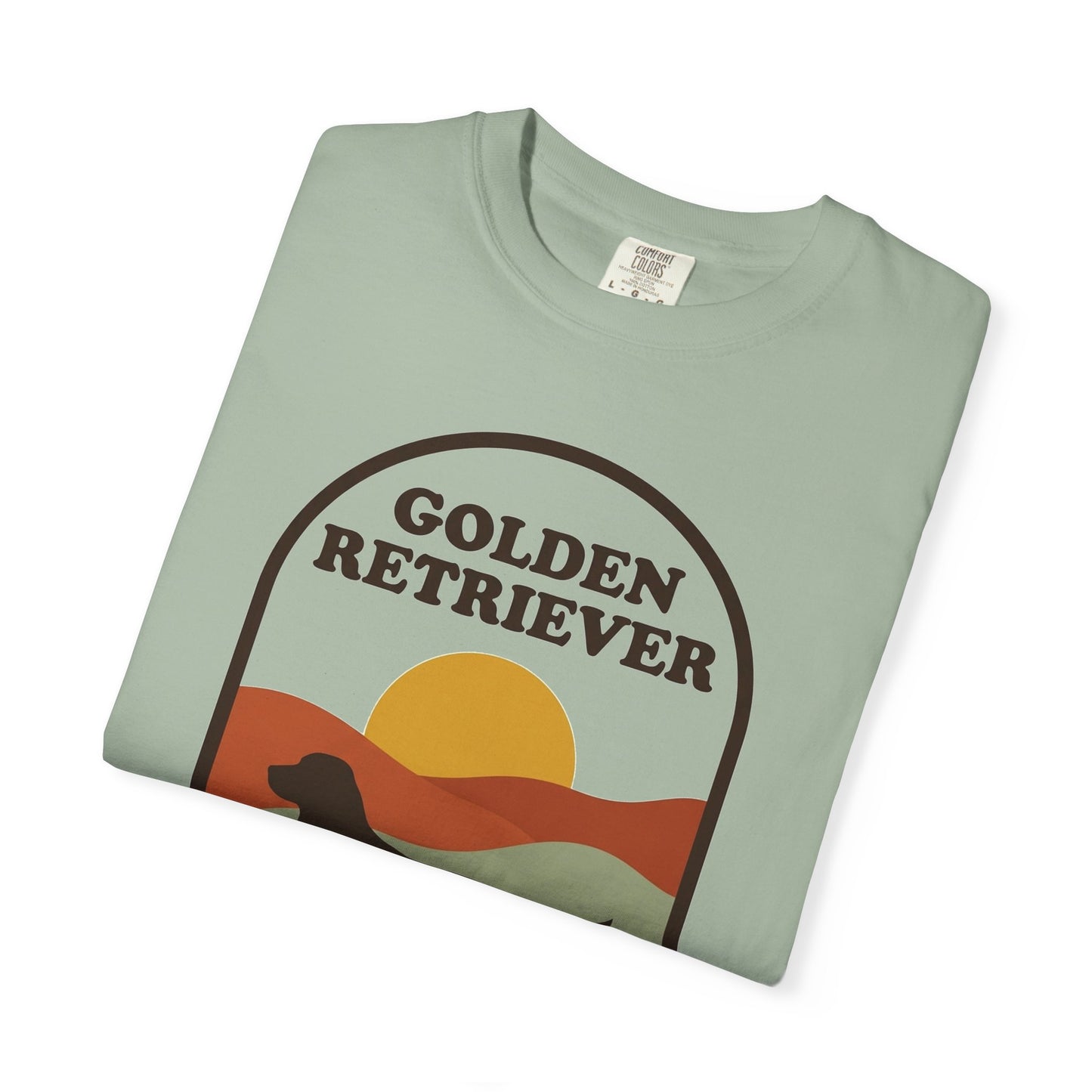 Golden Retriever Mom Shirt — Retro Sunset Comfort Colors® Tee | Golden Mom Gift